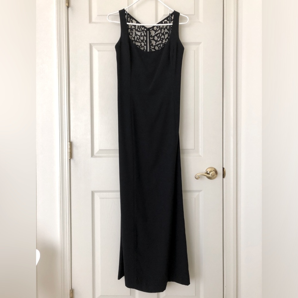 Laundry by Shelli Segal Lace Back Black Evening Gown Size 14